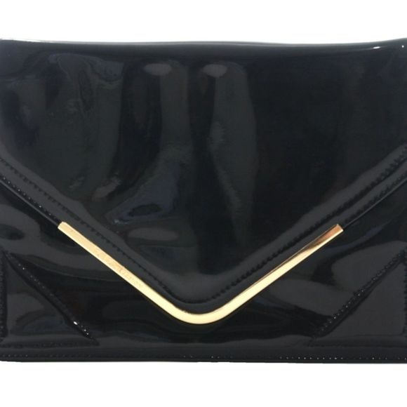 BCBGENERATION BLACK SHINY CLUTCH NWT - Picture 2 of 4